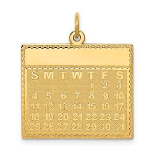 14k Yellow Gold Thursday Start Perpetual Calendar Charm Pendant, 22mm